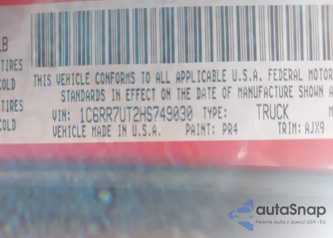 2017 Ram 1500 Night 4X4 6'4 Box из США, поврежденный, VIN 1C6RR7UT2HS749030